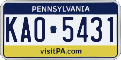 PA license plate KAO5431
