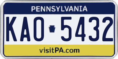 PA license plate KAO5432