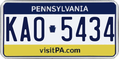 PA license plate KAO5434