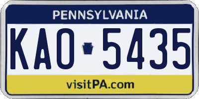PA license plate KAO5435