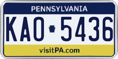 PA license plate KAO5436