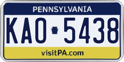 PA license plate KAO5438