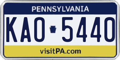 PA license plate KAO5440