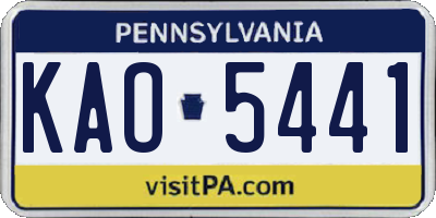PA license plate KAO5441