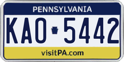 PA license plate KAO5442
