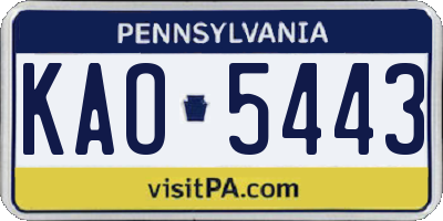 PA license plate KAO5443