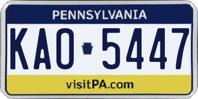 PA license plate KAO5447