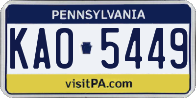 PA license plate KAO5449