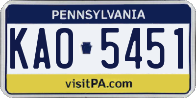 PA license plate KAO5451