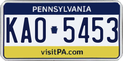 PA license plate KAO5453