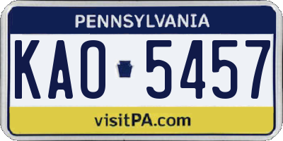 PA license plate KAO5457