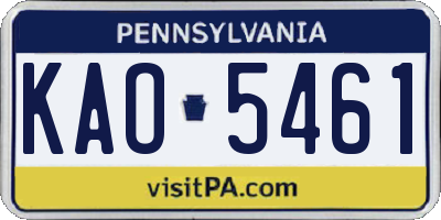 PA license plate KAO5461
