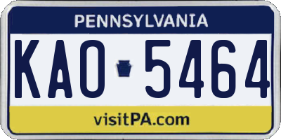 PA license plate KAO5464