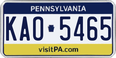 PA license plate KAO5465