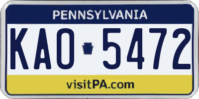 PA license plate KAO5472