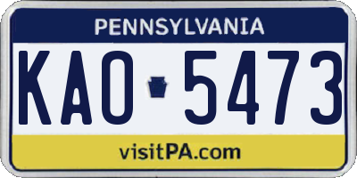 PA license plate KAO5473