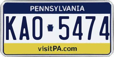 PA license plate KAO5474