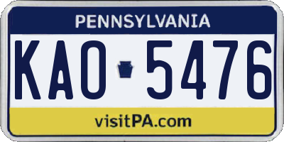 PA license plate KAO5476