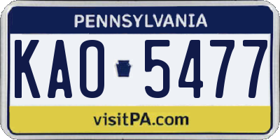 PA license plate KAO5477