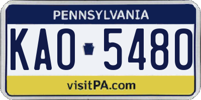 PA license plate KAO5480