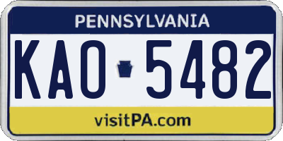 PA license plate KAO5482