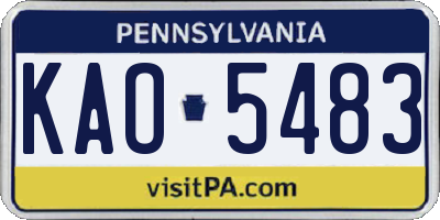 PA license plate KAO5483