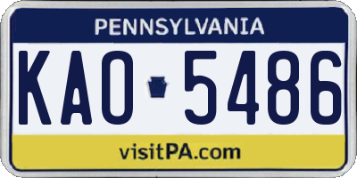 PA license plate KAO5486