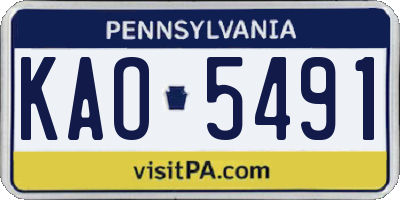PA license plate KAO5491