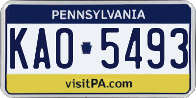 PA license plate KAO5493