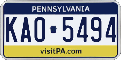 PA license plate KAO5494