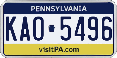 PA license plate KAO5496