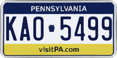 PA license plate KAO5499