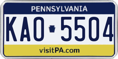 PA license plate KAO5504