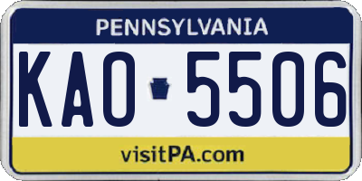 PA license plate KAO5506