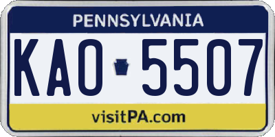 PA license plate KAO5507