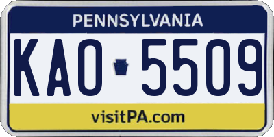 PA license plate KAO5509