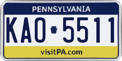 PA license plate KAO5511