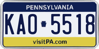 PA license plate KAO5518