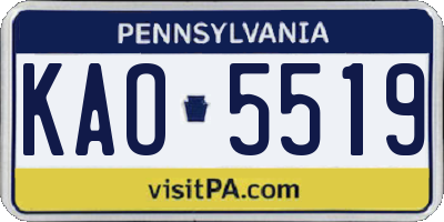 PA license plate KAO5519