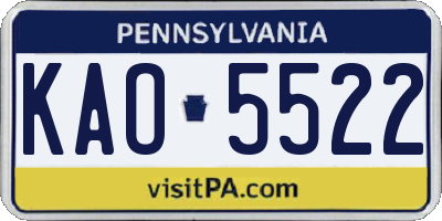 PA license plate KAO5522