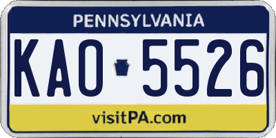 PA license plate KAO5526