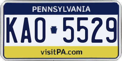 PA license plate KAO5529