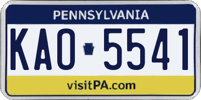 PA license plate KAO5541