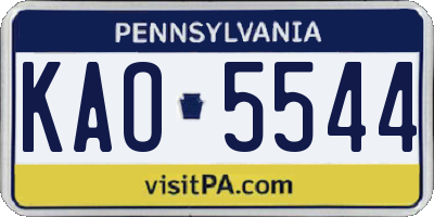 PA license plate KAO5544