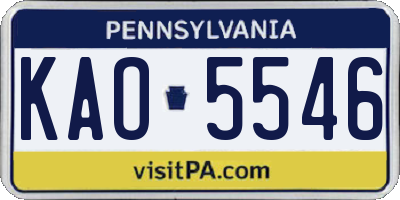 PA license plate KAO5546