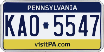 PA license plate KAO5547
