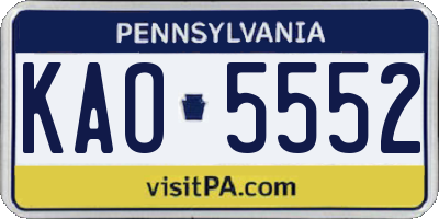 PA license plate KAO5552