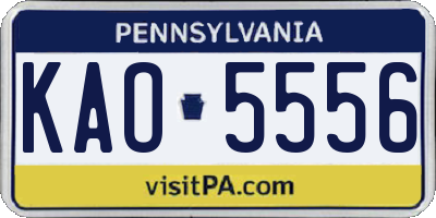 PA license plate KAO5556