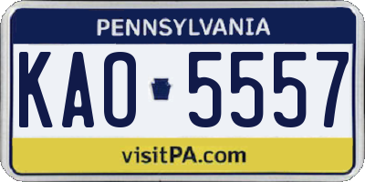 PA license plate KAO5557