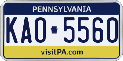 PA license plate KAO5560